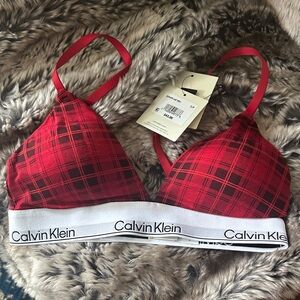 Calvin Klein Red Checkered Bralette